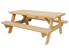 3x6 Picnic Table w Attached Seats Unstained Front Right.