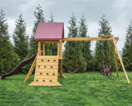 Olympus wooden playset creates hours of fun times outside.