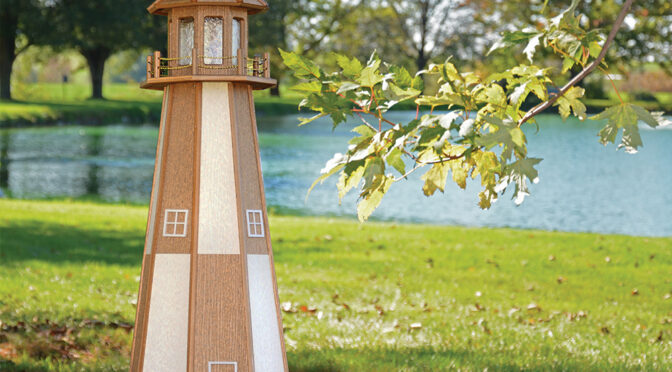 5' Cape Henry Lighthouse by lake.