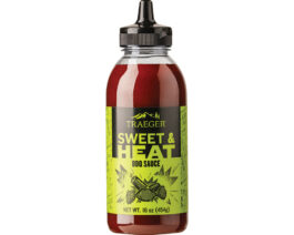 Traeger Sweet & Heat BBQ Sauce front of bottle.