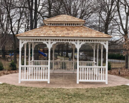 Retangular vinyl gazebo.