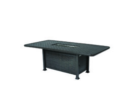 Black Cambria rectangular chat height fire table.