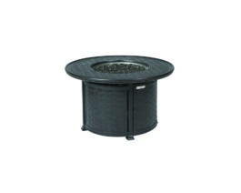 Black Cambria round chat height fire table.