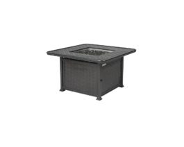 Black Cambria square chat height fire table.