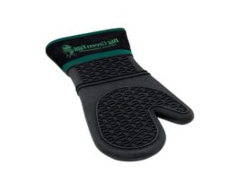 Black and green silicone BBQ mitt.