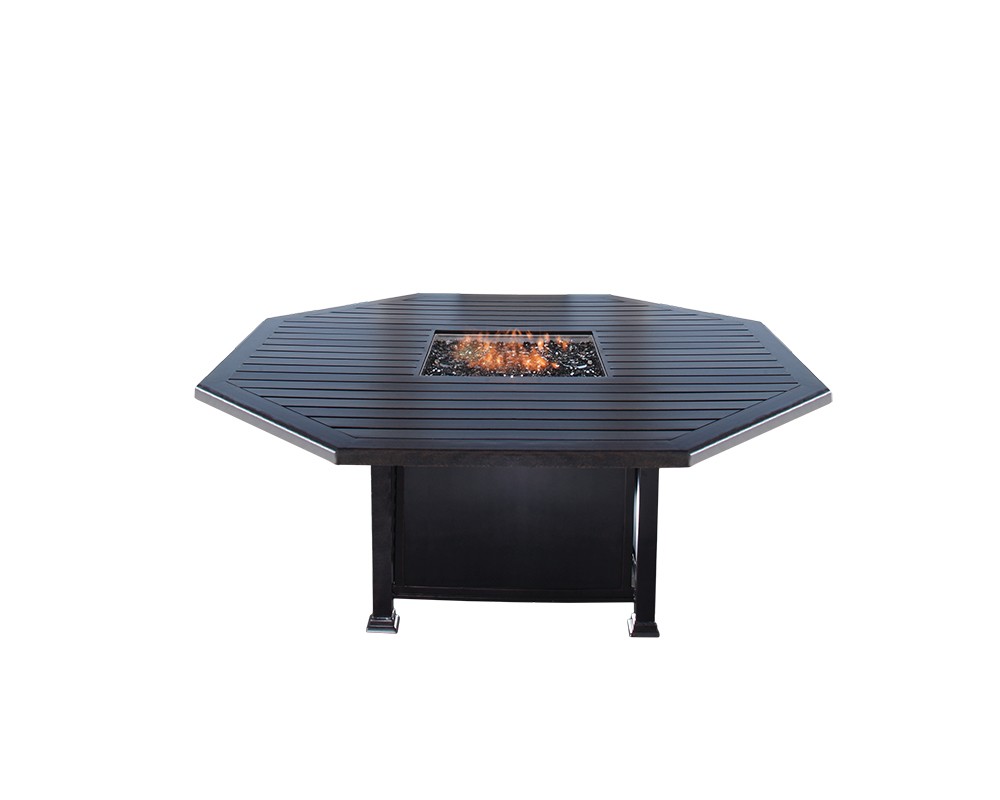 Black Paso Robles octagonal dining height fire table.