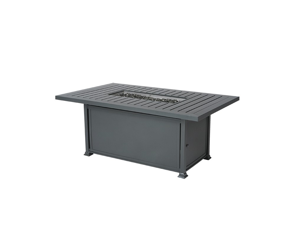 Black Paso Robles rectangular chat height fire table.