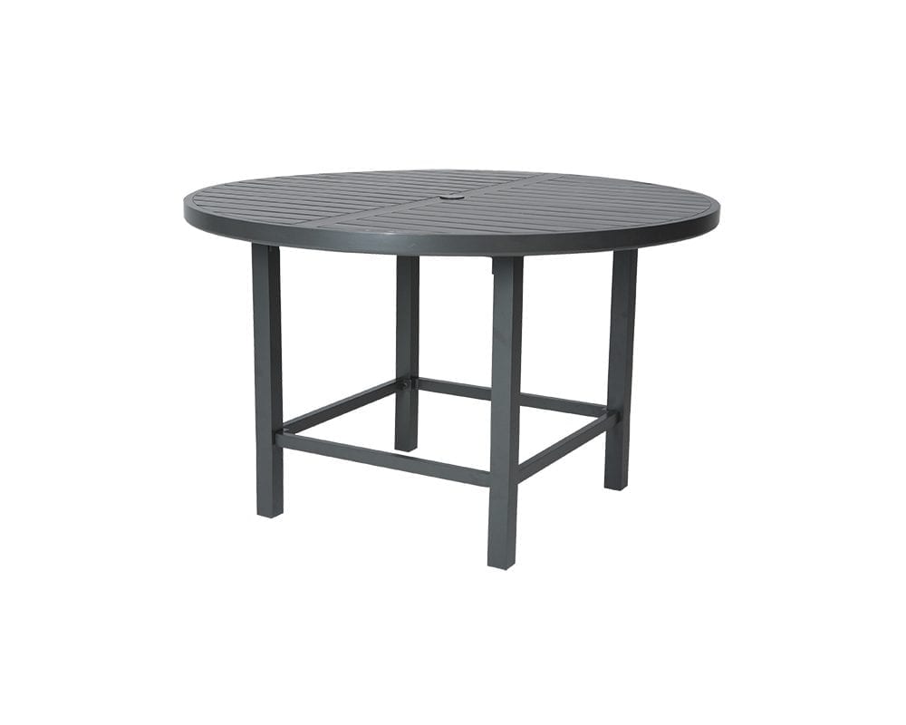 Black Trinidad 60" R counter table with 3000 base and slatted top.