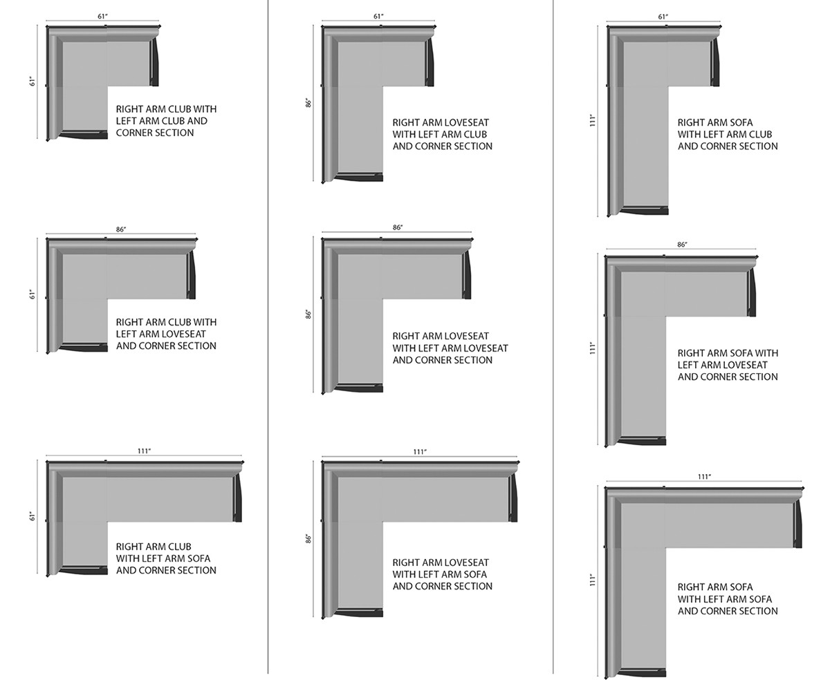 Mayhew Sectional Sofa Layout Sketches.