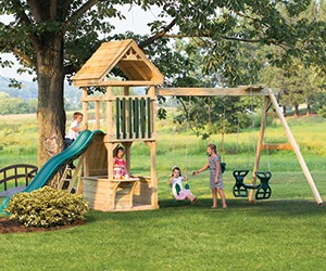 outdoor explorer wooden swingset.