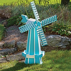 Medium Poly Windmill Aruba Blue and White in Garden