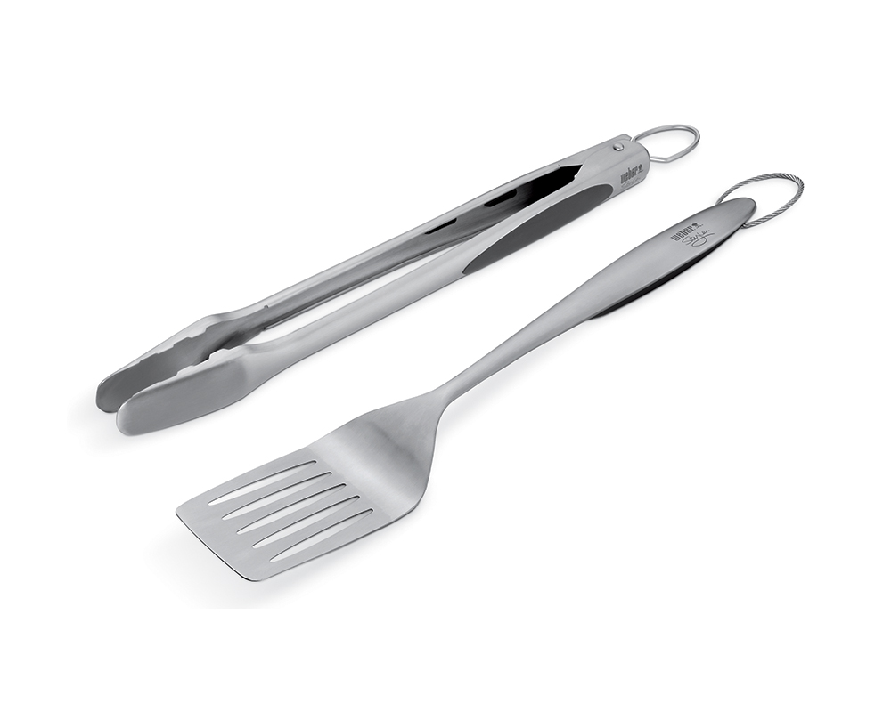 Weber Precision Tongs & Spatula Grilling Tool Set, Stainless Steel