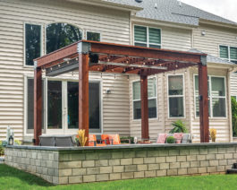 Country Lane Wooden Vista Pergola in canyon brown stain.