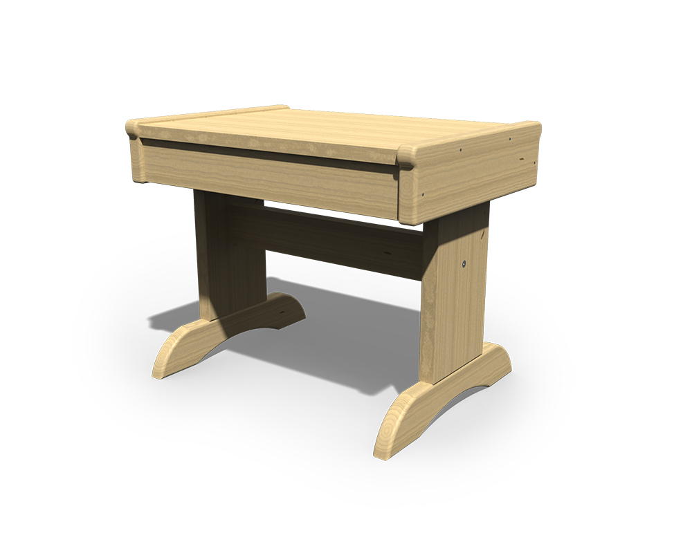 Wooden end table without woodstain.