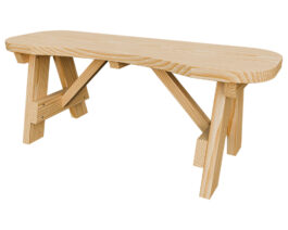 42in Curved Bench Unstained Front Right.