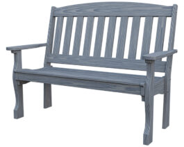 4ft Wood English Garden Bench Sky Gray Front Right.