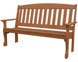5ft Wood English Garden Bench Canyon Brown Front Right.