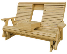 5ft Wood Rollback Glider w Console Golden Oak Front Right.