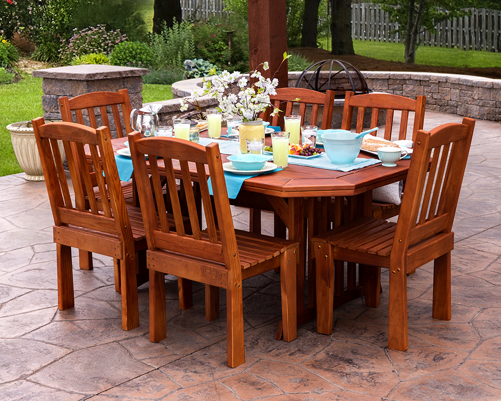 Wooden garden table and 6 chairs discount