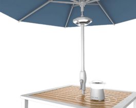 EVO Dual-Light Sound Pod on table and umbrella.