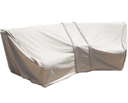 Modular Wedge Covers on a sofa: a right wedge and left wedge connected with the extension cover.
