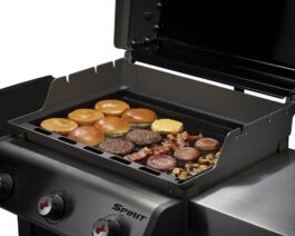 Spirit 300 Series Full-Size Griddle with food on it.