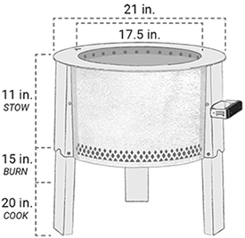 Breeo Y Series Portable Fire Pit Dimensions Spec Sheet.