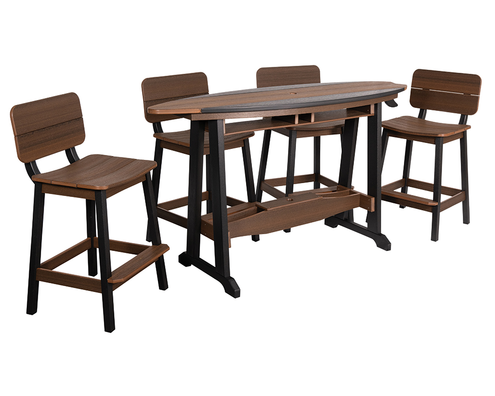 6' Surf-Aira Bar Table Set, Black & Brazilian Walnut.