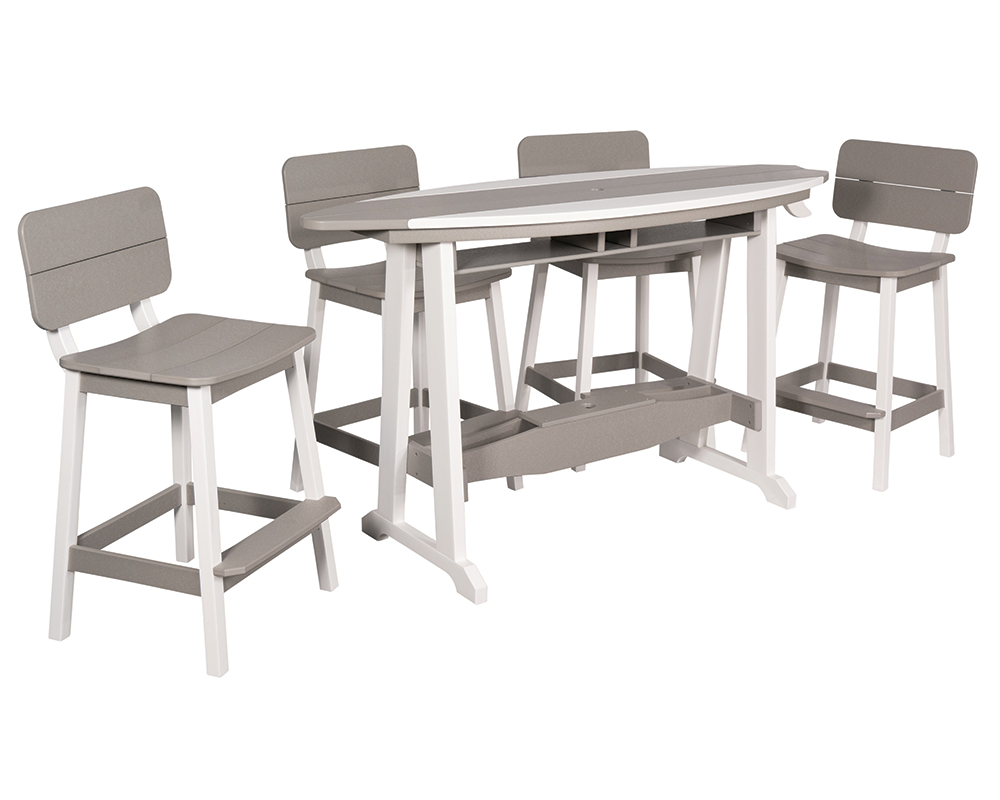 6' Surf-Aira Bar Table Set, White & Light Gray.