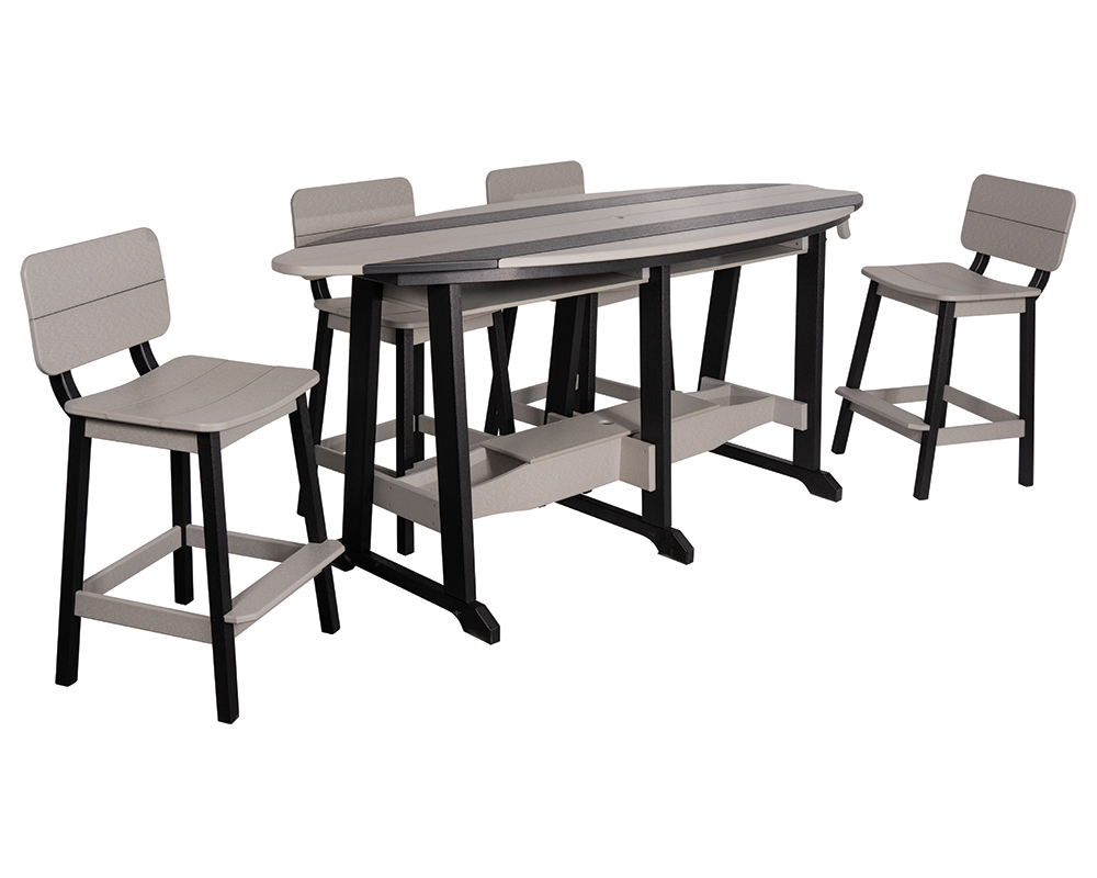 8' Surf-Aira Bar Table Set, Black & Coastal Gray.