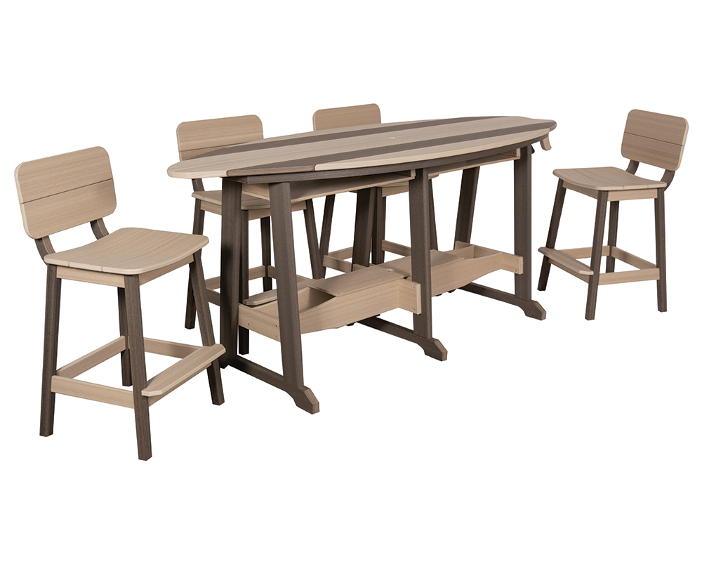 8' Surf-Aira Bar Table Set, Coastal Gray & Birchwood.