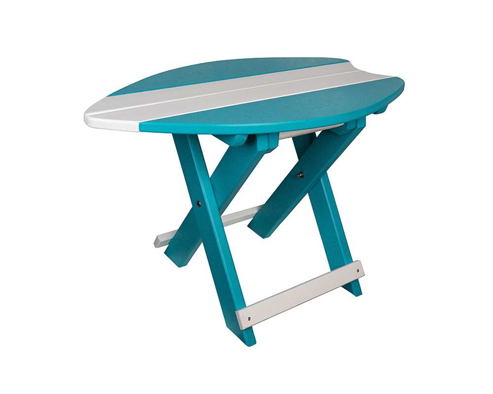 Folding Surf Endtable Aruba Blue & White.