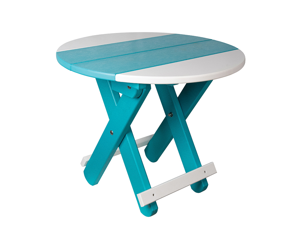 Folding Table round Aruba Blue & White.