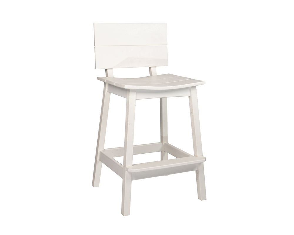 Saddle Bar Stool w_ Back, White.