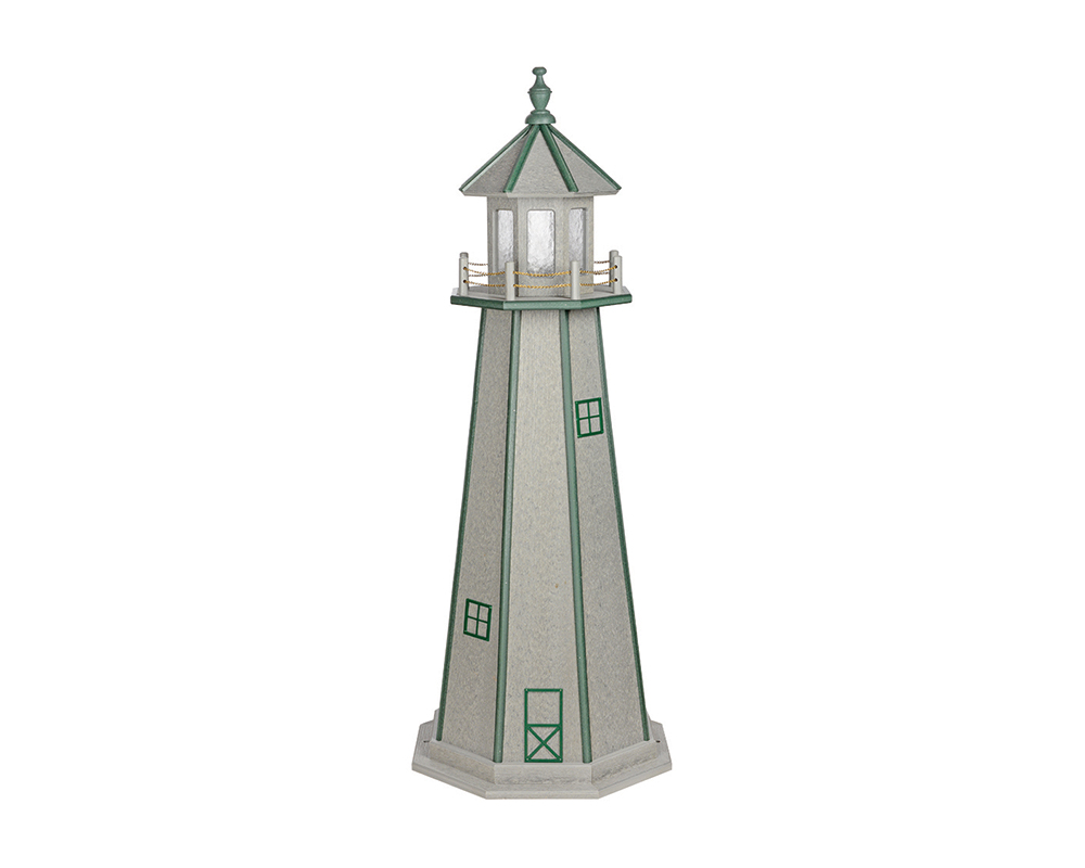 5 FT Poly Standard Driftwood and Turf Green Lighthouse.