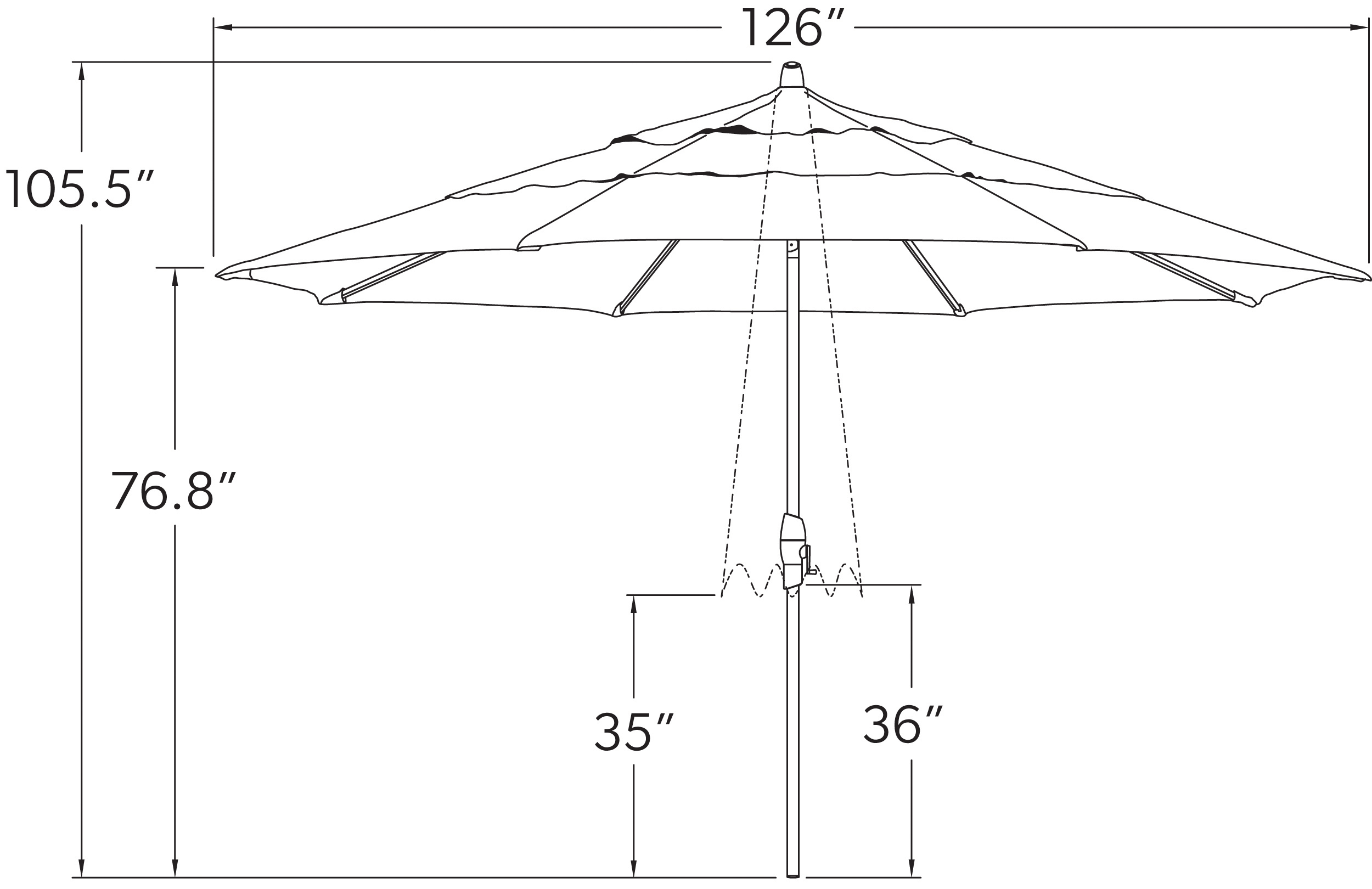 11' Tilt Umbrella - Dimensions