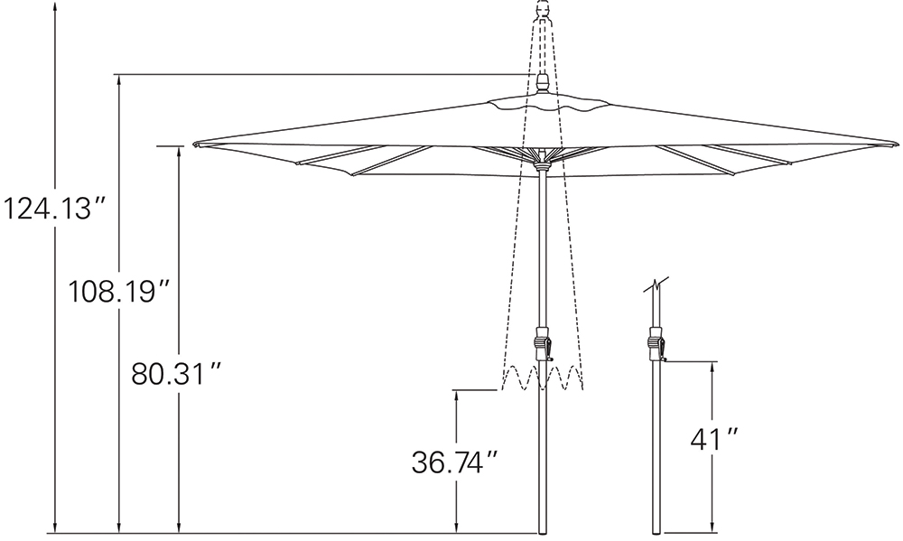 8' x 11' Rectangular Umbrella Dimensions.