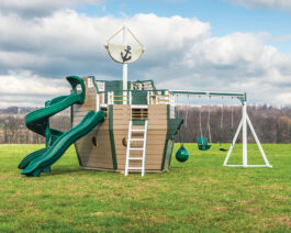 Vinyl Voyager ship playset with brown vinyl and green trim.