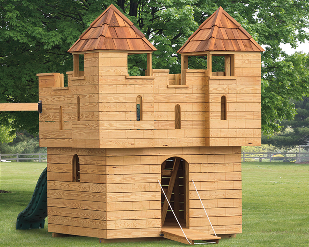 Quality Hillside Wooden Charlotte Castle, detail shot.