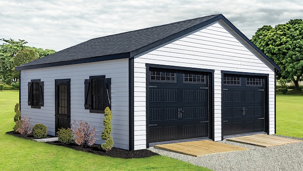 Deluxe Vinyl Double-Wide A-Frame Detached Garage.