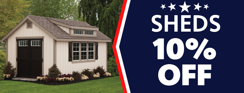 Memorial Day Sale 10% off sheds.