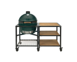 XL Big Green Egg in Modular Nest with Expansion and 3 Acacia Inserts Package.