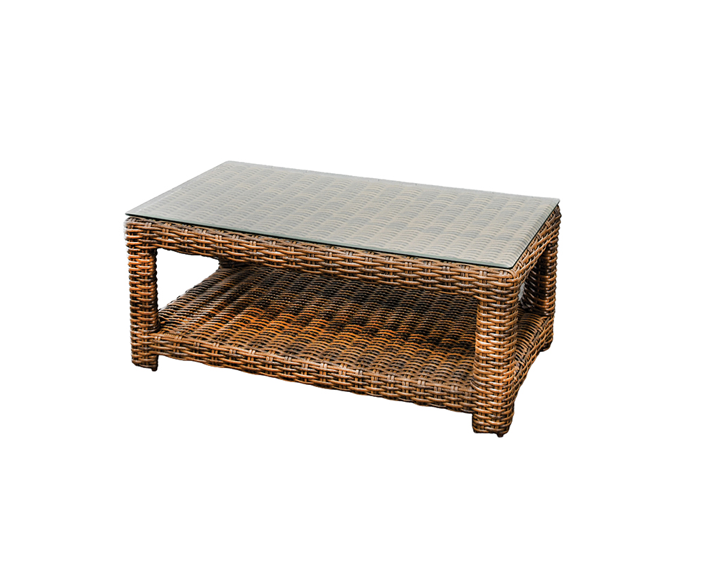 Erwin Miramar Resin Wicker coffee table with glass top.
